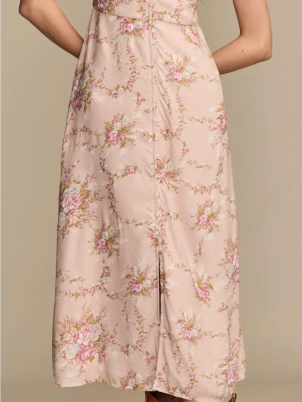Lucky Brand Pink Floral Midi Dress Size Large RUNS SMALL